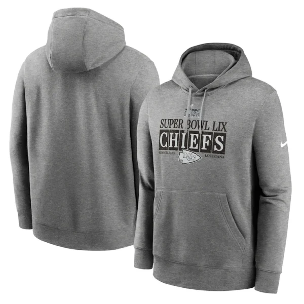 Kansas city chiefs nike super bowl lix nola inspired pullover hoodie Heather gray