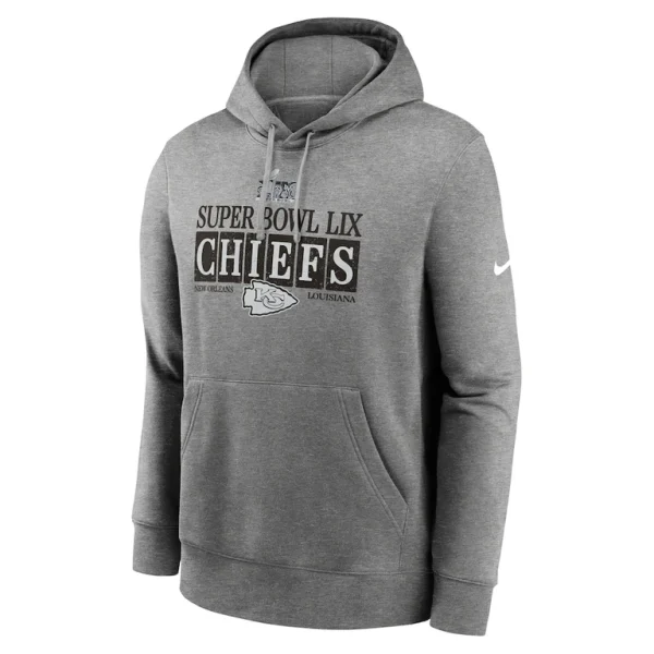 Kansas city chiefs nike super bowl lix nola inspired pullover hoodie Heather gray M