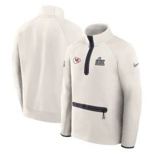 Kansas city chiefs nike super bowl lix opening night tech fleece half zip top Cream