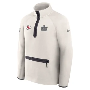 Kansas city chiefs nike super bowl lix opening night tech fleece half zip top Cream M