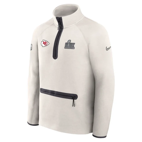 Kansas city chiefs nike super bowl lix opening night tech fleece half zip top Cream M