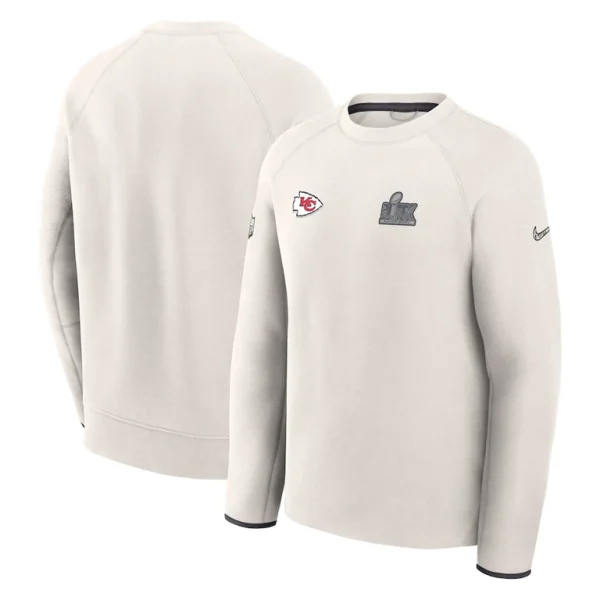 Kansas city chiefs nike super bowl lix opening night tech fleece pullover sweatshirt Cream