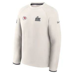 Kansas city chiefs nike super bowl lix opening night tech fleece pullover sweatshirt Cream M