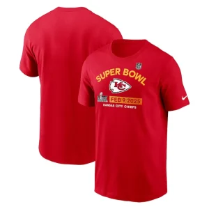 Kansas city chiefs nike super bowl lix team logo t shirt Red