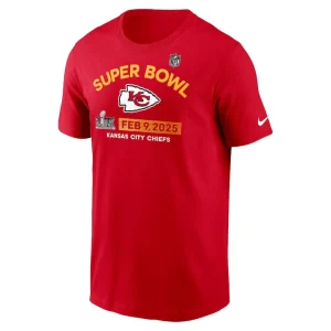 Kansas city chiefs nike super bowl lix team logo t shirt Red M