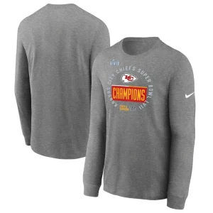 Kansas city chiefs nike super bowl lvii champions locker room trophy collection long sleeve t shirt Heather gray
