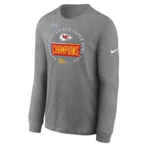 Kansas city chiefs nike super bowl lvii champions locker room trophy collection long sleeve t shirt Heather gray M