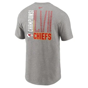 Kansas city chiefs nike super bowl lvii champions roster t shirt Heather gray L