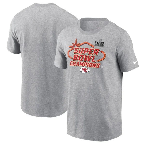 Kansas city chiefs nike super bowl lviii champions locker room trophy collection t shirt Heather gray