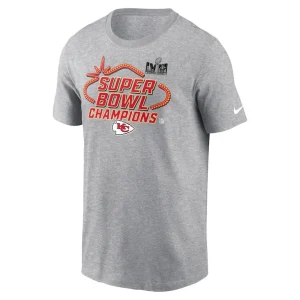 Kansas city chiefs nike super bowl lviii champions locker room trophy collection t shirt Heather gray M