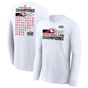 Kansas city chiefs nike super bowl lviii champions roster long sleeve t shirt White