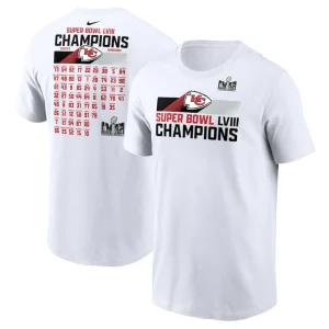 Kansas city chiefs nike super bowl lviii champions roster t shirt White