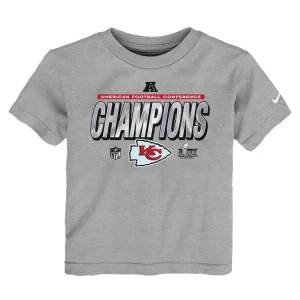 Kansas city chiefs nike toddler 2024 afc champions locker room trophy collection t shirt Heather gray 3T