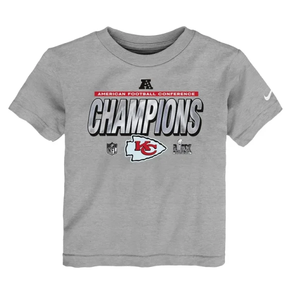 Kansas city chiefs nike toddler 2024 afc champions locker room trophy collection t shirt Heather gray 3T