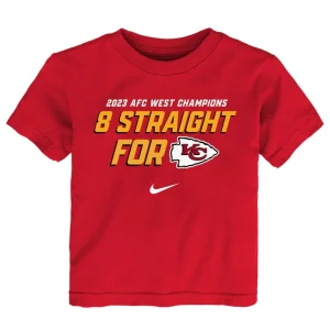 Kansas city chiefs nike toddler eight time afc west division champions t shirt Red 3T
