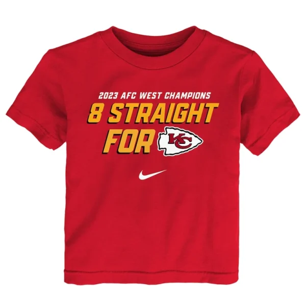 Kansas city chiefs nike toddler eight time afc west division champions t shirt Red 3T
