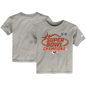 Kansas city chiefs nike toddler super bowl lviii champions locker room trophy collection t shirt Gray