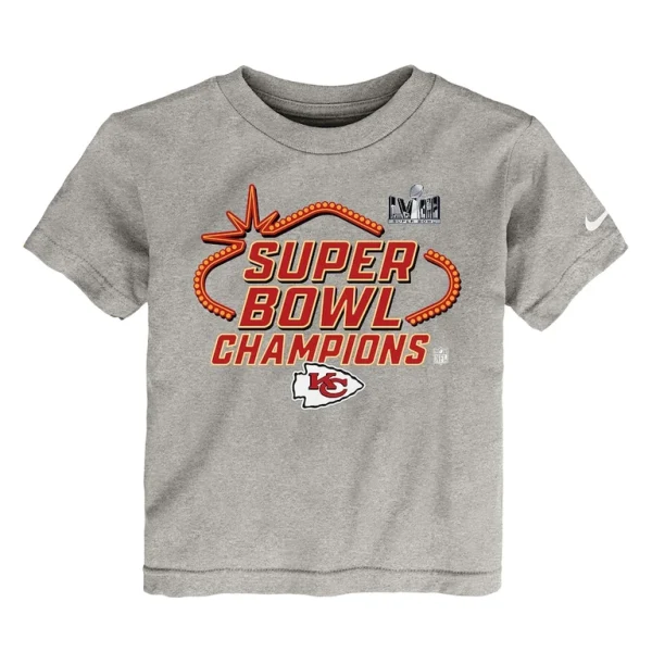 Kansas city chiefs nike toddler super bowl lviii champions locker room trophy collection t shirt Gray 3T