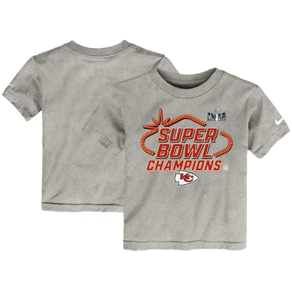 Kansas city chiefs nike toddler super bowl lviii champions locker room trophy collection t shirt Gray
