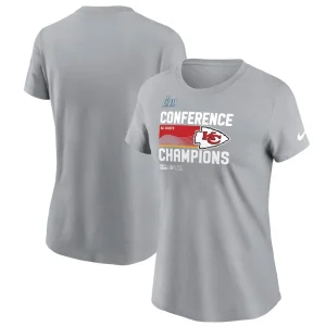 Kansas city chiefs nike womens 2022 afc champions locker room trophy collection t shirt Gray