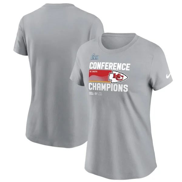 Kansas city chiefs nike womens 2022 afc champions locker room trophy collection t shirt Gray