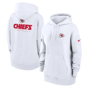 Kansas city chiefs nike womens 2023 sideline club fleece pullover hoodie White
