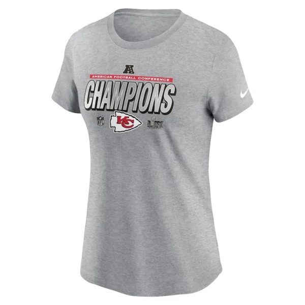 Kansas city chiefs nike womens 2024 afc champions locker room trophy collection t shirt Heather gray M