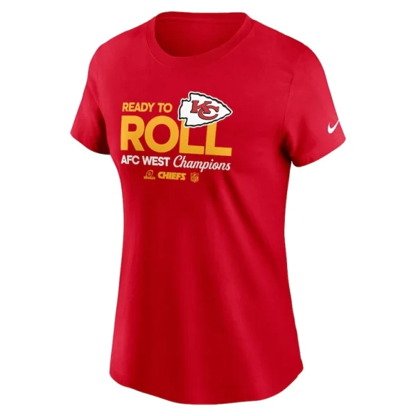 Kansas city chiefs nike womens 2024 afc west division champions locker room trophy collection t shirt Red M