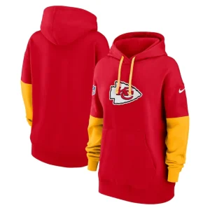 Kansas city chiefs nike womens 2024 sideline essential fleece pullover hoodie Red