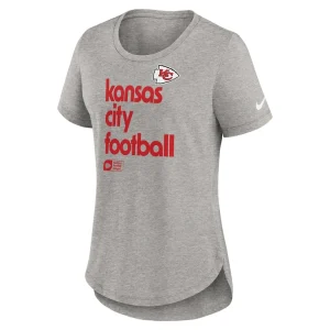 Kansas city chiefs nike womens fashion tri blend t shirt Heather gray S