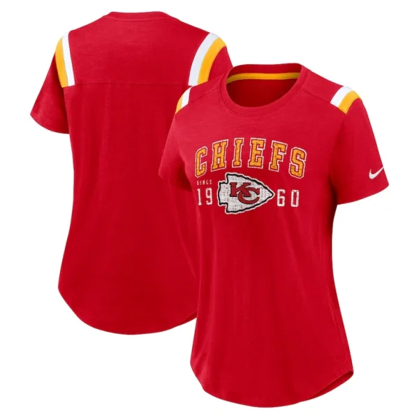 Kansas city chiefs nike womens historic slub fashion t shirt Heather red