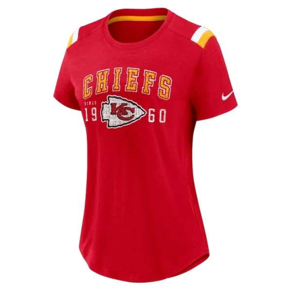 Kansas city chiefs nike womens historic slub fashion t shirt Heather red S