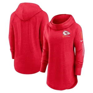 Kansas city chiefs nike womens minimal statement lightweight raglan funnel neck pullover hoodie Red