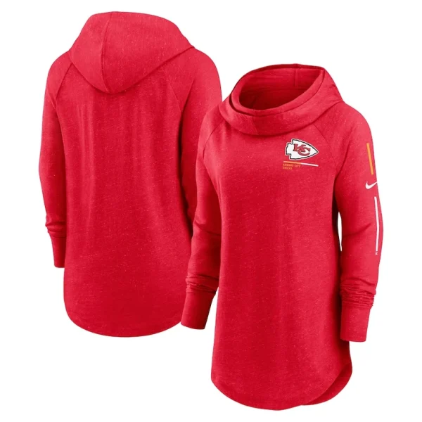 Kansas city chiefs nike womens minimal statement lightweight raglan funnel neck pullover hoodie Red