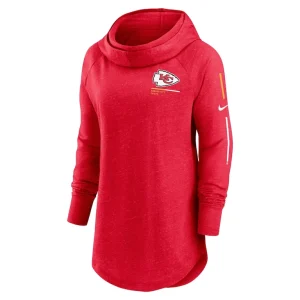 Kansas city chiefs nike womens minimal statement lightweight raglan funnel neck pullover hoodie Red S