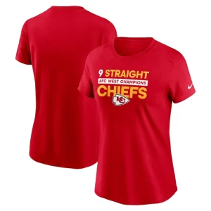 Kansas city chiefs nike womens nine straight afc west division champions t shirt Red