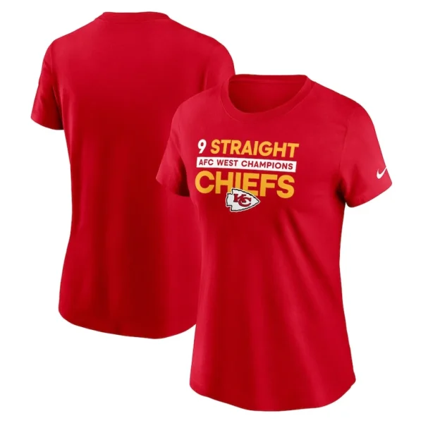Kansas city chiefs nike womens nine straight afc west division champions t shirt Red