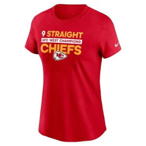 Kansas city chiefs nike womens nine straight afc west division champions t shirt Red M