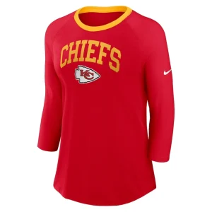 Kansas city chiefs nike womens raglan 34 sleeve t shirt Red S