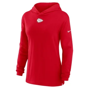 Kansas city chiefs nike womens sideline performance long sleeve hoodie t shirt Red S