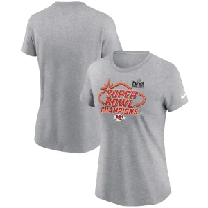 Kansas city chiefs nike womens super bowl lviii champions locker room trophy collection t shirt Heather gray