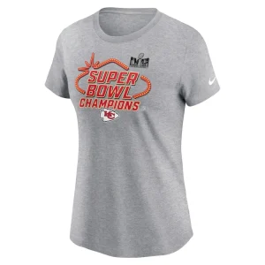 Kansas city chiefs nike womens super bowl lviii champions locker room trophy collection t shirt Heather gray M