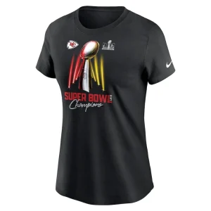 Kansas city chiefs nike womens super bowl lviii champions lombardi trophy t shirt Black M