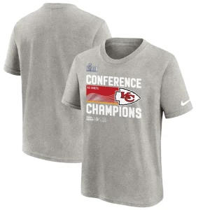 Kansas city chiefs nike youth 2022 afc champions locker room trophy collection t shirt Gray