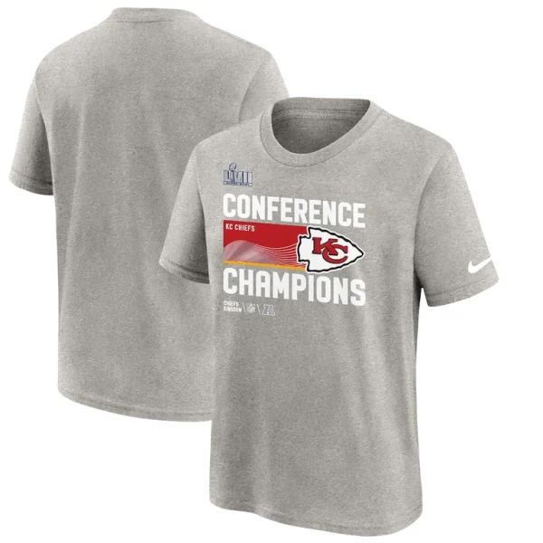 Kansas city chiefs nike youth 2022 afc champions locker room trophy collection t shirt Gray