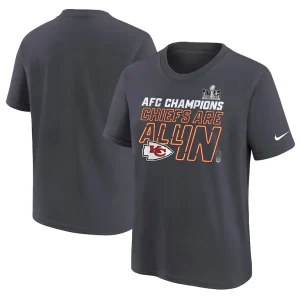 Kansas city chiefs nike youth 2023 afc champions locker room trophy collection t shirt anthracite Multi