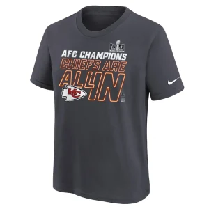 Kansas city chiefs nike youth 2023 afc champions locker room trophy collection t shirt anthracite Multi Yth M