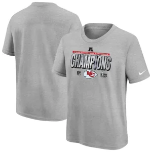 Kansas city chiefs nike youth 2024 afc champions locker room trophy collection t shirt Heather gray