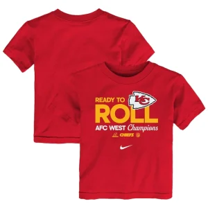 Kansas city chiefs nike youth 2024 afc west division champions locker room trophy collection t shirt Red