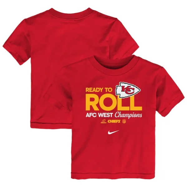 Kansas city chiefs nike youth 2024 afc west division champions locker room trophy collection t shirt Red